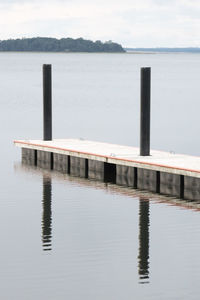 Reflection of built structure in lake against sky