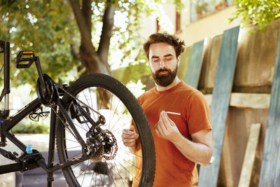 Man riding bicycle