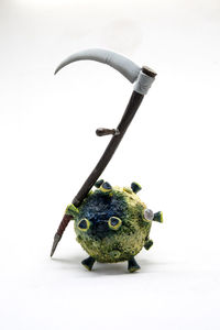 Close-up of stuffed toy against white background