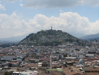 High angle view of townscape against sky