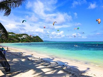 Scenic view of beach against sky