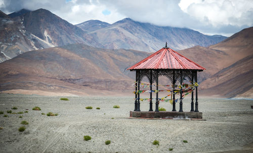 Gazebo in mountain landscape