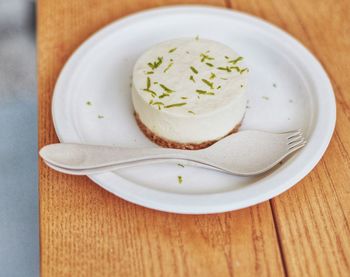 Close-up of dessert in plate on table