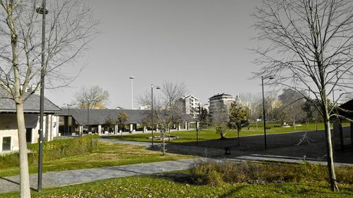 View of cemetery against clear sky