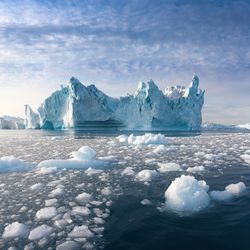 Scenic view of frozen sea against sky