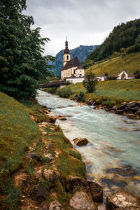 View of the parish church of st. sebastian in ramsau in bavaria, germany.