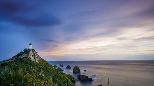 Scenic view of sea against sky during sunset