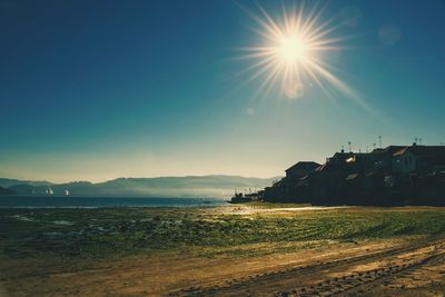 Scenic view of sea against sky at sunset