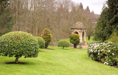 High angle view of formal garden