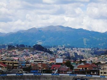 High angle view of cityscape against sky