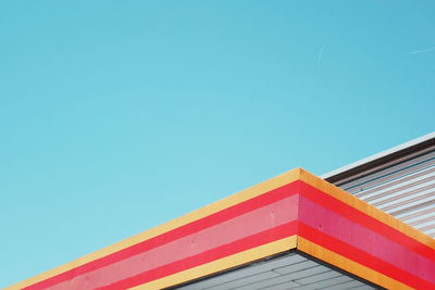 High section of building against clear blue sky