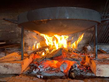 Close-up of fire burning in wood