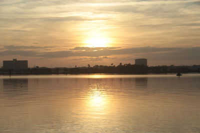Scenic view of sea at sunset