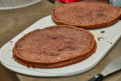 Close-up of cookies in plate on table