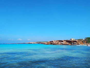 Sandy beach for summer balearic holidays in cala saona in formentera island in spain