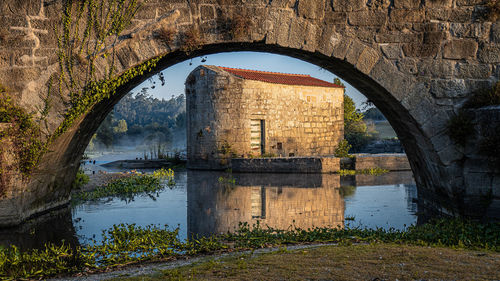 Arch bridge over river