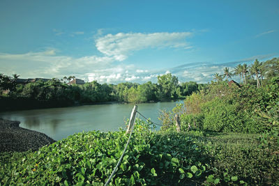 Scenic view of lake against sky