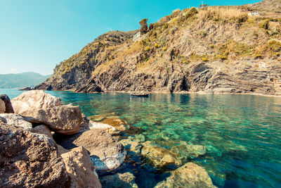 Scenic view of sea and rocks