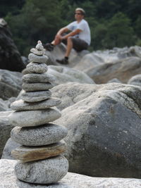 Close-up stack of pebbles