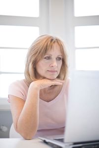 Woman using laptop