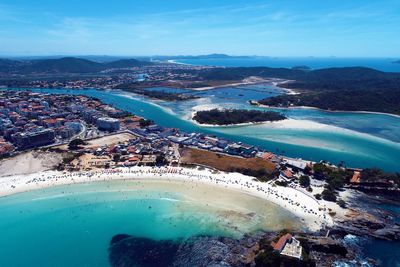 Aerial view of cabo frio beach, brazil