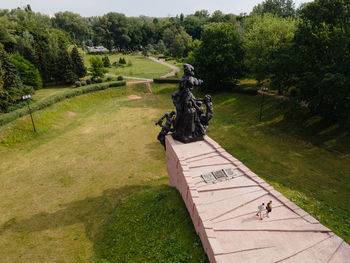 View of sculpture in park