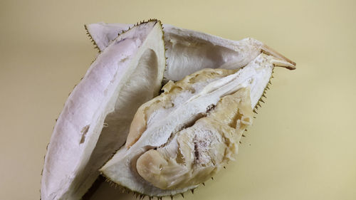 Close-up of ice cream over white background