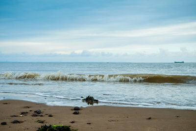 Scenic view of beach against sky