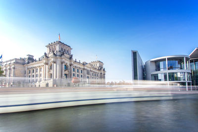 View of buildings against clear sky