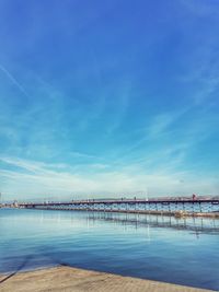 Scenic view of sea against blue sky