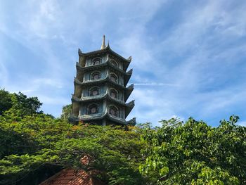 Low angle view of traditional building against sky