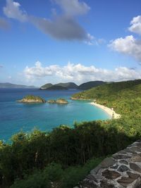 Scenic view of sea against cloudy sky