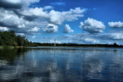 Scenic view of lake against sky