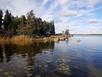 Scenic view of lake against sky