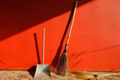 Close-up of paintbrushes on wall