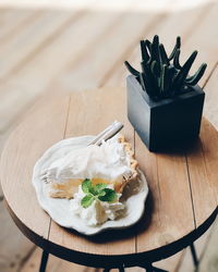 High angle view of food on table