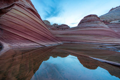 Low angle view of rock formations