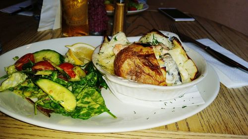 Close-up of food served in plate