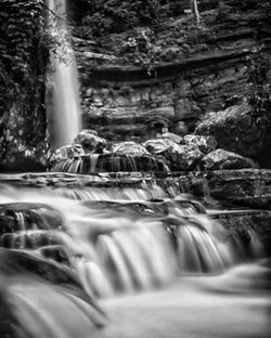 Water flowing through rocks