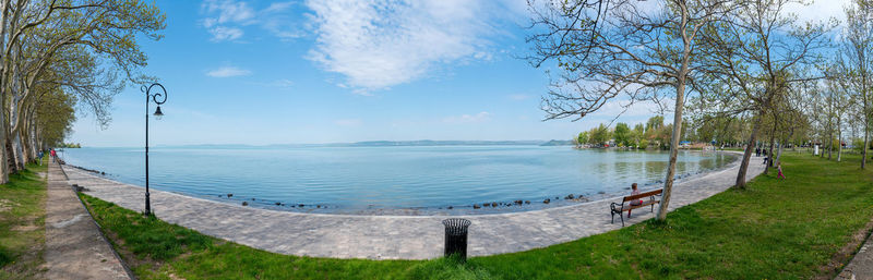 Panoramic view of lake against sky