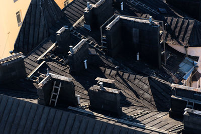 High angle view of buildings in city