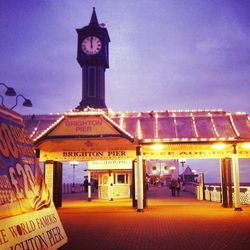 View of clock tower at night