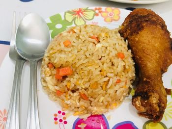 Close-up of meal served in plate