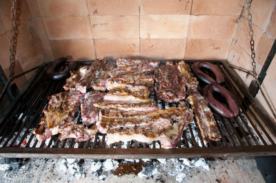 Meat on barbecue grill