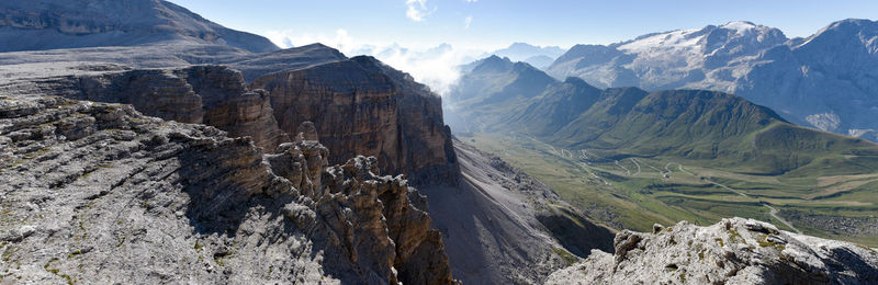 Panoramic view of mountains against sky