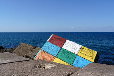 Scenic view of sea against clear sky