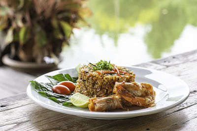 Close-up of food in bowl on table