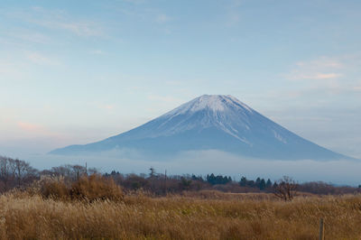 Scenic view of snowcapped mountain against sky