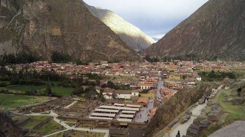 High angle view of townscape against sky