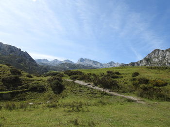 Scenic view of mountains against sky